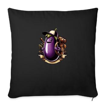 Aubergine - Coussin et housse de 45 x 45 cm - noir - Devant