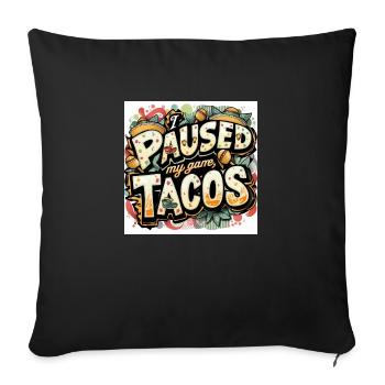 Ipaused my game taco - Coussin et housse de 45 x 45 cm - noir - Devant