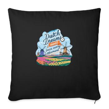Les rêves hollandais saisissent chaque instant coloré - Coussin et housse de 45 x 45 cm - noir - Devant