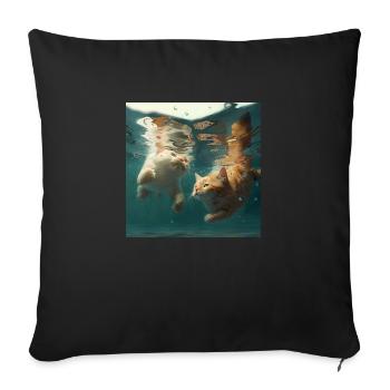 CATS SWIMING BRAND - Sofa pillow with filling 45cm x 45cm - black - Front