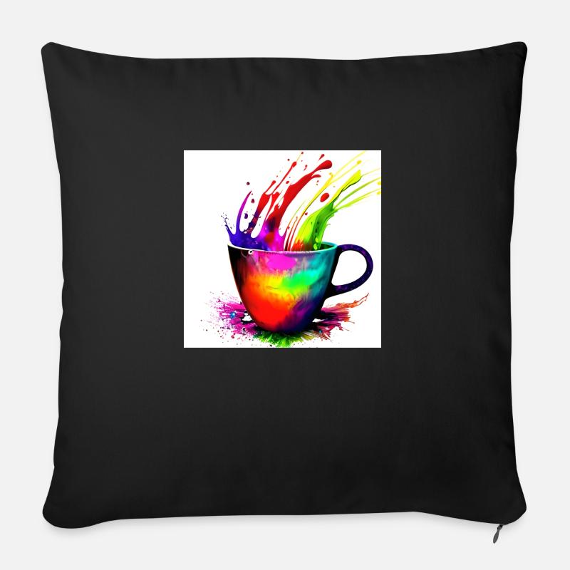 Kaffeetassen bunt 28 - Sofakissen mit Füllung 45 x 45 cm - Schwarz