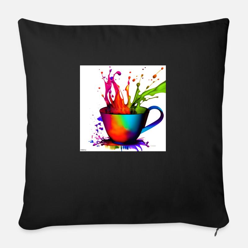 Tasses à café colorées 26 - Coussin et housse de 45 x 45 cm - noir