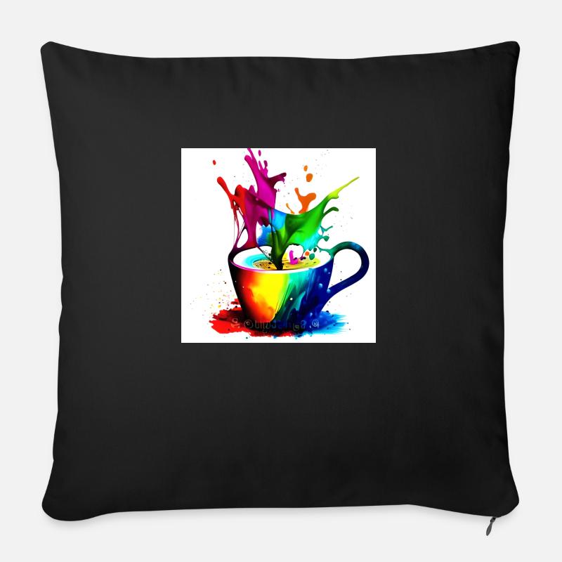 Kaffeetassen bunt 41 - Sofakissen mit Füllung 45 x 45 cm - Schwarz