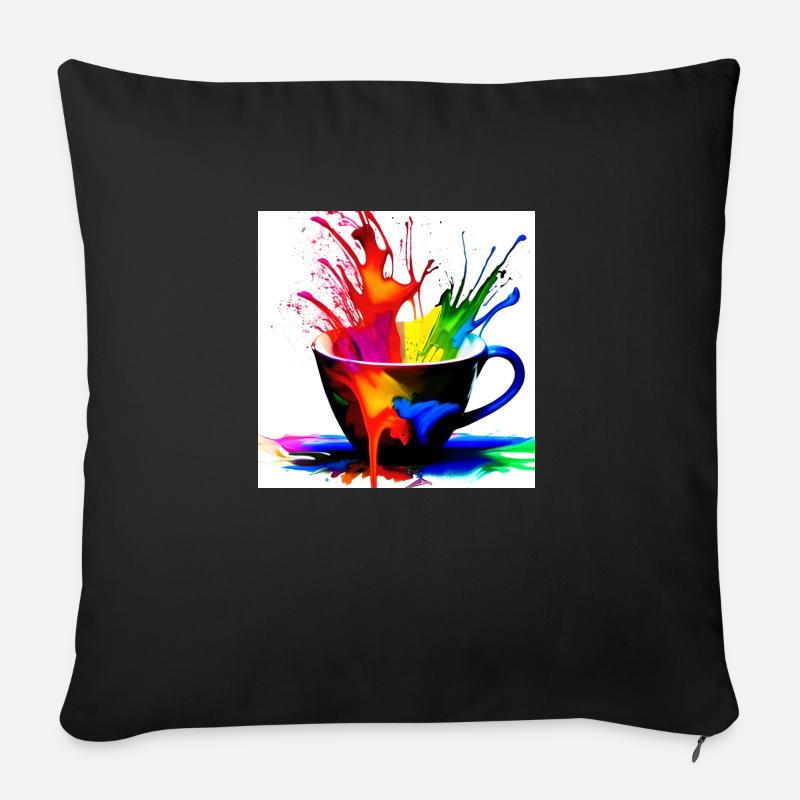 Kaffeetassen bunt 16 - Sofakissen mit Füllung 45 x 45 cm - Schwarz