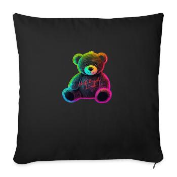 Hab dich Lieb Bär,Neon Teddy - Sofakissen mit Füllung 45 x 45 cm - Schwarz - Vorne