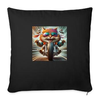 Gato Loco BikerCat Moto Cat Conduite Croisière - Coussin et housse de 45 x 45 cm - noir - Devant