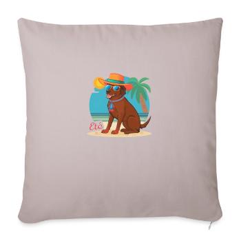 DOG AT THE BEACH - Sofa pillow with filling 45cm x 45cm - light taupe - Front