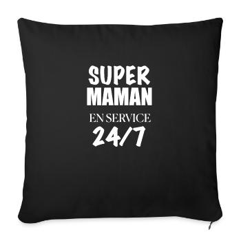 Super Mom on duty 24/7 - Sofa pillow with filling 45cm x 45cm - black - Front