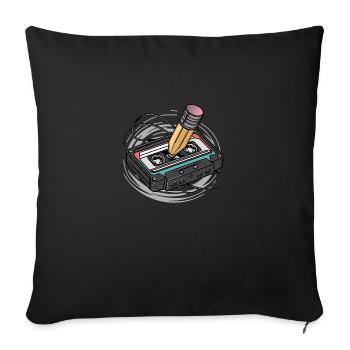 cassette - Coussin et housse de 45 x 45 cm - noir - Devant