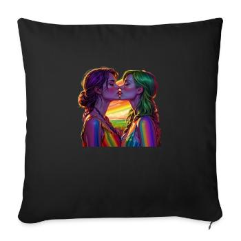 Regenbogenfarbene Lesben - Sofakissen mit Füllung 45 x 45 cm - Schwarz - Vorne