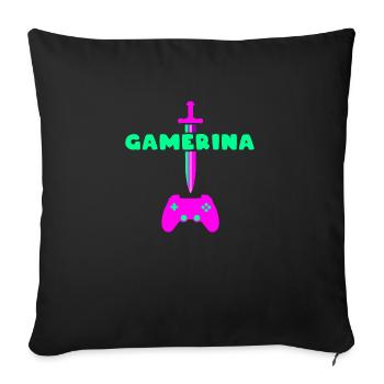 Gamerina # 2 - Sofakissen mit Füllung 45 x 45 cm - Schwarz - Vorne