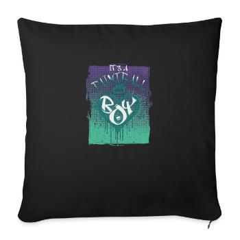 Genderreveal, painball boy, cœur couronné - Coussin et housse de 45 x 45 cm - noir - Devant