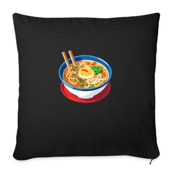 Soupe de nouilles Ramen Japonais - Coussin et housse de 45 x 45 cm - noir - Devant