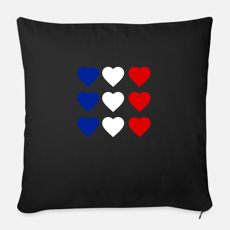 Herz Frankreich - Sofakissen mit Füllung 45 x 45 cm - Schwarz