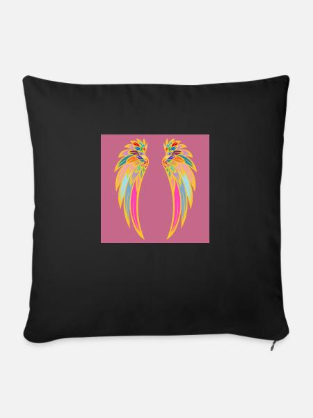 engelsflügel - Sofakissen mit Füllung 45 x 45 cm - Schwarz