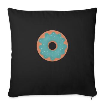 Donut with turquoise glaze - Sofa pillow with filling 45cm x 45cm - black - Front