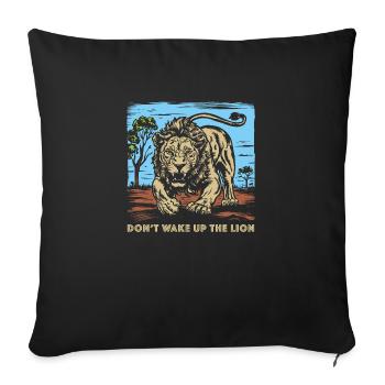 African Lion 2024 01 - Sofa pillow with filling 45cm x 45cm - black - Front