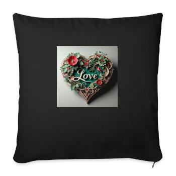 coeur - Coussin et housse de 45 x 45 cm - noir - Devant