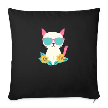 Chat - Coussin et housse de 45 x 45 cm - noir - Devant