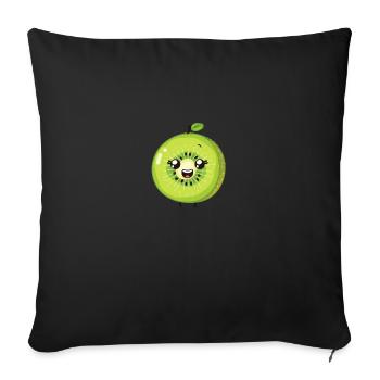 Charmant kiwi dans le style de dessin animé vert - Coussin et housse de 45 x 45 cm - noir - Devant