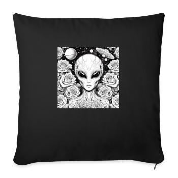 Rose Cosmos Alien Portrait - Coussin et housse de 45 x 45 cm - noir - Devant