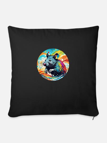 Ratte runder Batch - Sofakissen mit Füllung 45 x 45 cm - Schwarz
