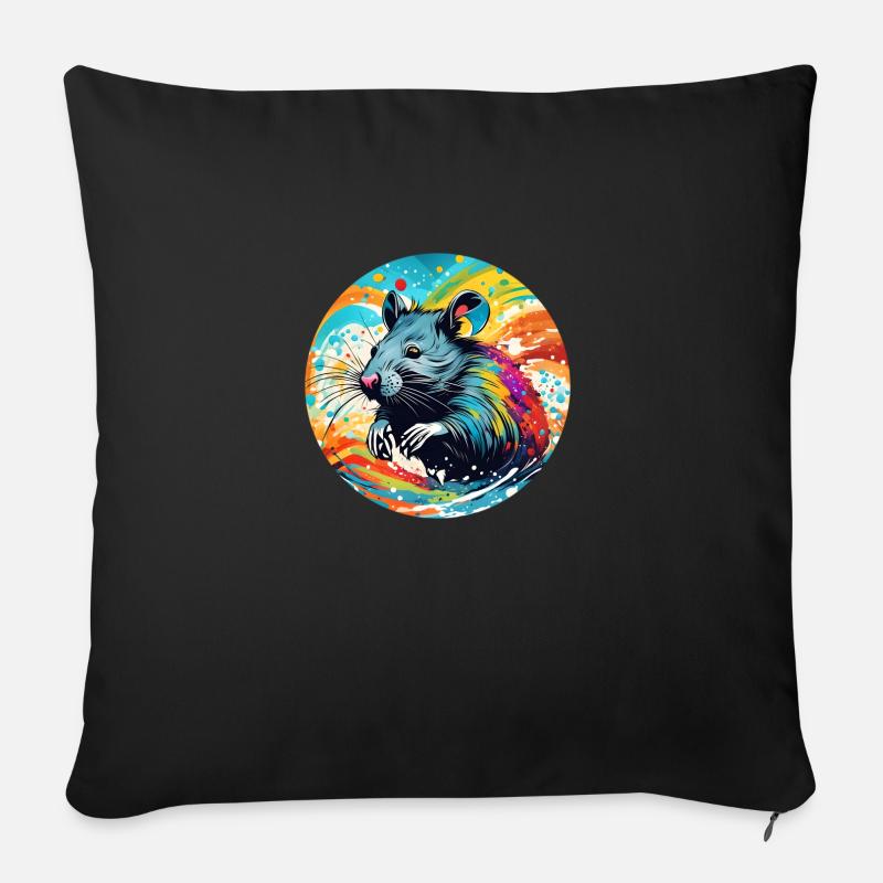 Ratte runder Batch - Sofakissen mit Füllung 45 x 45 cm - Schwarz