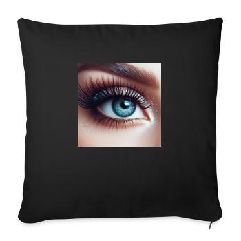 bleu yeux - Coussin et housse de 45 x 45 cm - noir - Devant