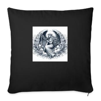 Ange jouant au chorde - Coussin et housse de 45 x 45 cm - noir - Devant