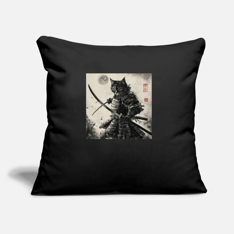 Cat Samurai Japan Ukiyo-E Sofa pillow with filling 45cm x 45cm