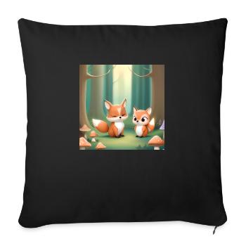 🌲 Traumhafte Waldfreunde 🦉🦊🦌 - Sofakissen mit Füllung 45 x 45 cm - Schwarz - Vorne