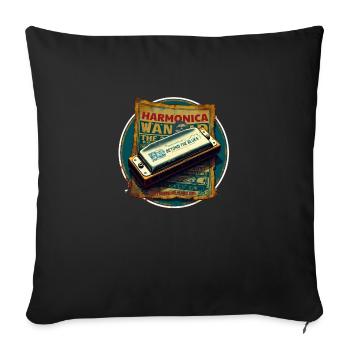 Harmonica Wanted - Coussin et housse de 45 x 45 cm - noir - Devant