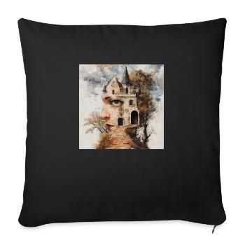 Conte de fées Château Monde des rêves Château Mysticisme - Coussin et housse de 45 x 45 cm - noir - Devant