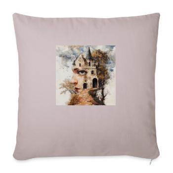 Märchen Schloß Traumwelt Burg Mystik - Sofakissen mit Füllung 45 x 45 cm - helles Taupe - Vorne