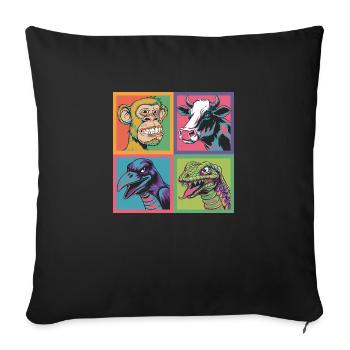 Pop-art Affe Kuh Rabe Schlange bunt - Sofakissen mit Füllung 45 x 45 cm - Schwarz - Vorne