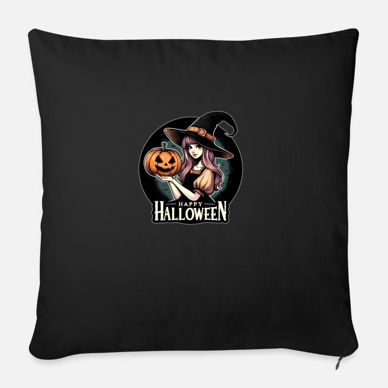 Bonne sorcière d’Halloween - Coussin et housse de 45 x 45 cm - noir