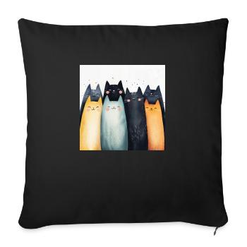 Chats souriants - Coussin et housse de 45 x 45 cm - noir - Devant