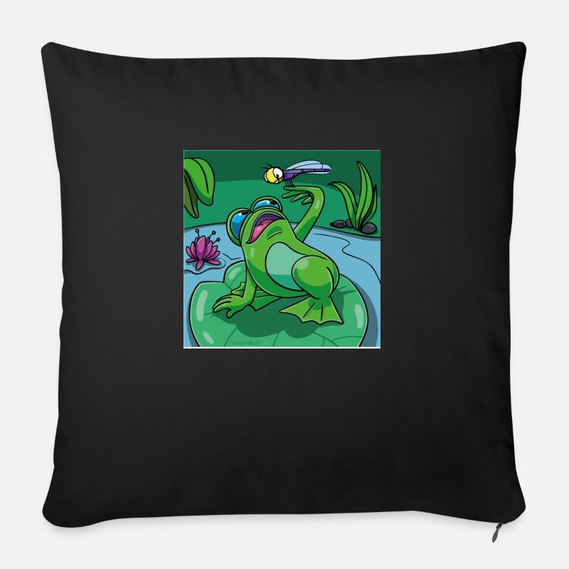 Collection Meilleurs amis : Grenouille et libellule - Coussin et housse de 45 x 45 cm - noir