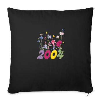 Year of birth 2004 wildflowers - Sofa pillow with filling 45cm x 45cm - black - Front