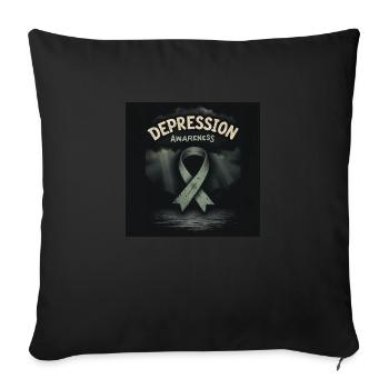 Sensibilisation à la dépression - Coussin et housse de 45 x 45 cm - noir - Devant
