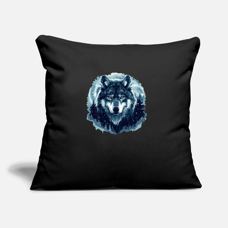 Wolf Winter Wald Sofakissen mit Füllung 45 x 45 cm
