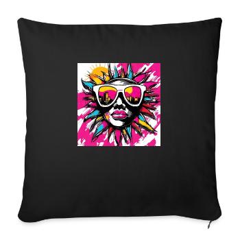 Verliebte Sonne mit Brille - Sofakissen mit Füllung 45 x 45 cm - Schwarz - Vorne
