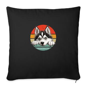 Husky Siberian - Sofa pillow with filling 45cm x 45cm - black - Front