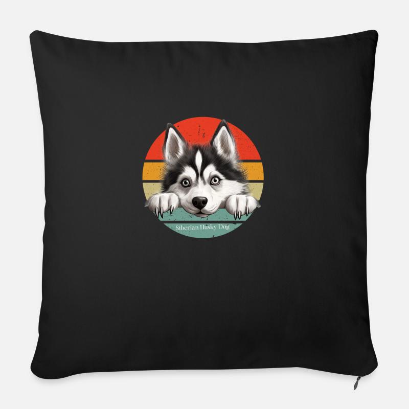 Husky Sibirischer - Sofakissen mit Füllung 45 x 45 cm - Schwarz