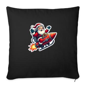 Santa on Rocket - Fun Festive Christmas Xmas - Sofa pillow with filling 45cm x 45cm - black - Front