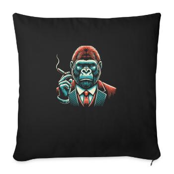 gorilla smoking a cigar - Sofa pillow with filling 45cm x 45cm - black - Front