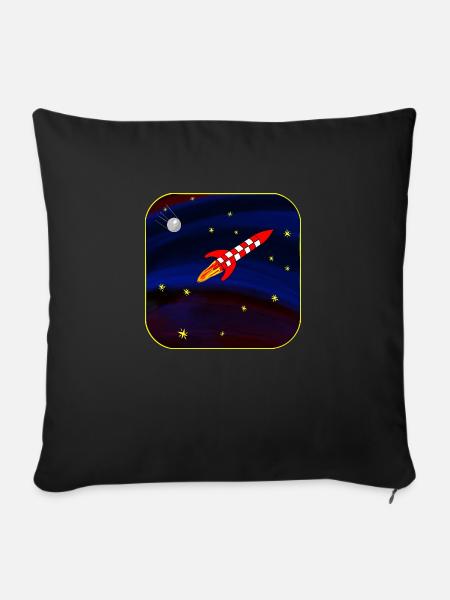 Sputnik-Rakete - Sofakissen mit Füllung 45 x 45 cm - Schwarz