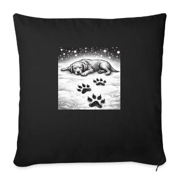 paw prints in the snow - Sofa pillow with filling 45cm x 45cm - black - Front