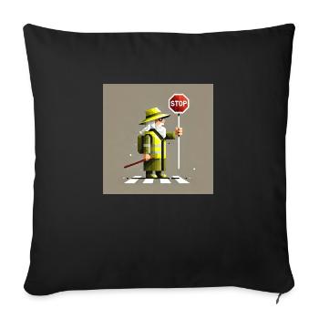 Stop - Not Pass - Sofa pillow with filling 45cm x 45cm - black - Front