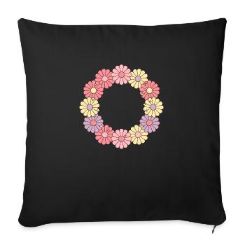 Vibrant Flower Wreath - Sofa pillow with filling 45cm x 45cm - black - Front
